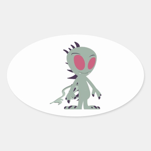 Sticker Ovale Petit Chupacabra mignon (Devant)