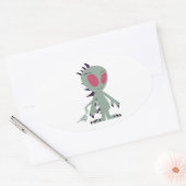 Sticker Ovale Petit Chupacabra mignon (Enveloppe)