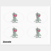 Sticker Ovale Petit Chupacabra mignon (Feuille)