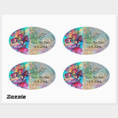 Sticker Ovale Petit Elfe de Champignons Sauvez le Monogramme Dat (Feuille)