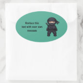 Sticker Ovale Petit guerrier ninja sur fond vert (Sac)