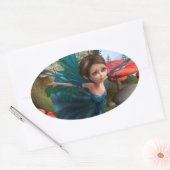 Sticker Ovale Petit papillon fée volant (Enveloppe)