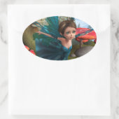 Sticker Ovale Petit papillon fée volant (Sac)