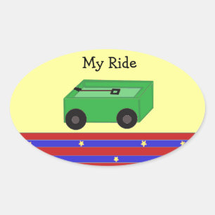 Sticker Ovale Petit Wagon Vert