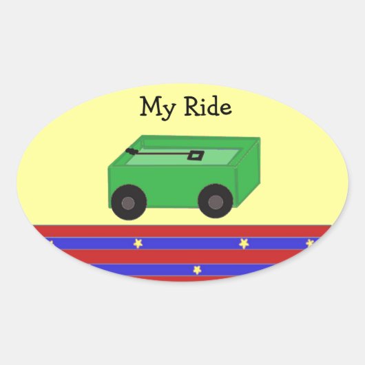 Sticker Ovale Petit Wagon Vert (Devant)