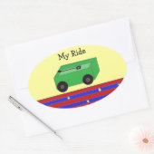 Sticker Ovale Petit Wagon Vert (Enveloppe)
