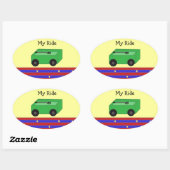 Sticker Ovale Petit Wagon Vert (Feuille)