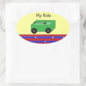 Sticker Ovale Petit Wagon Vert (Sac)