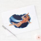 Sticker Ovale Petite fille spatiale (Enveloppe)