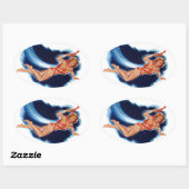 Sticker Ovale Petite fille spatiale (Feuille)