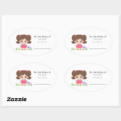 Sticker Ovale Petite petite fille - Pour la bibliothèque de (Feuille)