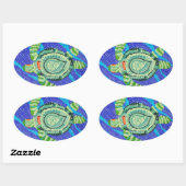 Sticker Ovale Petite tortue avec de nombreux points (Feuille)