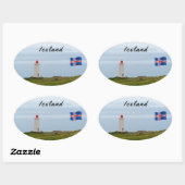 Sticker Ovale Phare de la péninsule de Vatnsnes - Islande (Feuille)