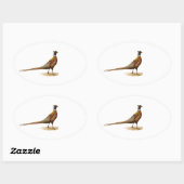 Sticker Ovale Pheasant à cou cerf (Feuille)