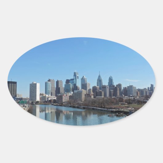 Sticker Ovale Philadelphie Skyline (Devant)