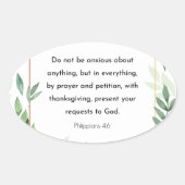 Sticker Ovale Philippiens 4:6, Verse de la Bible (Devant)