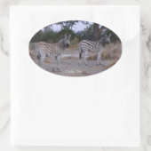 Sticker Ovale Photo Zebra Double Take (Sac)