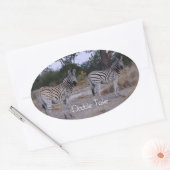 Sticker Ovale Photo Zebra Double Take (Enveloppe)