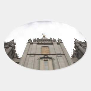 Sticker Ovale Photographie du temple Mormon LDS de Salt Lake Cit