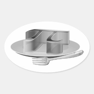 Sticker Ovale Pi sur une plateforme argentée