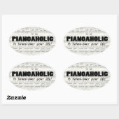 Sticker ovale Pianoaholic Life (Feuille)