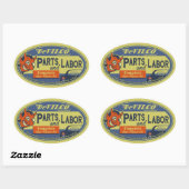 Sticker Ovale Pièces et main-d'oeuvre (Feuille)