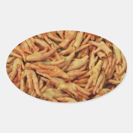 Sticker Ovale Pieds de poulet cru (Devant)