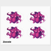 Sticker Ovale Pieuvre de la fille Crimson (Feuille)