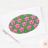 Sticker Ovale Piggies roses mignonnes (Enveloppe)