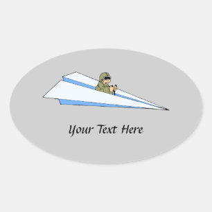 Sticker Ovale Pilote d'avion en papier amusant