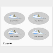 Sticker Ovale Pilote d'avion en papier amusant (Feuille)