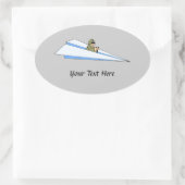 Sticker Ovale Pilote d'avion en papier amusant (Sac)