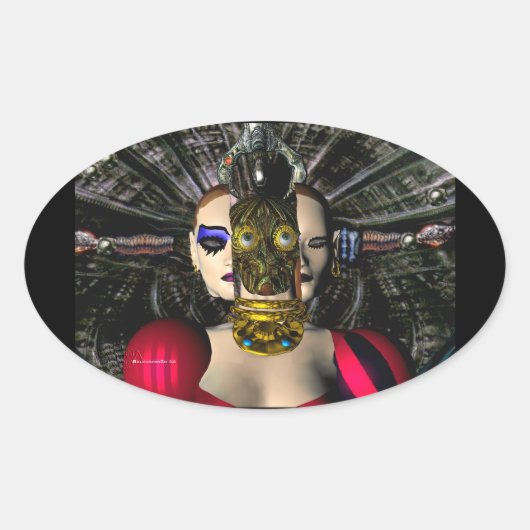 Sticker Ovale PILOTE SPACESHIP ANDROID XENIA, Science-fiction (Devant)