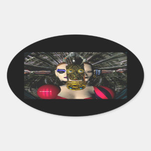 Sticker Ovale PILOTE SPACESHIP ANDROID XENIA, Science-fiction