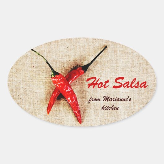 Sticker Ovale piment rustique sauce salsa chaude (Devant)