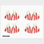 Sticker Ovale Piments rouges (Feuille)