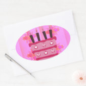 Sticker Ovale Pink Bird Cake Art Imprimer (Enveloppe)
