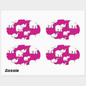 Sticker Ovale Pink Cute Animal Pattern Cartoon Elephant Pattern (Feuille)