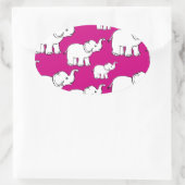 Sticker Ovale Pink Cute Animal Pattern Cartoon Elephant Pattern (Sac)