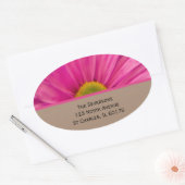 Sticker Ovale Pink Gerber Daisy Adresse de retour (Enveloppe)