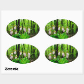 Sticker Ovale Pink Lady Slipper sauvage orchidée (Feuille)