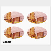 Sticker Ovale Pink Private Property Horse (Feuille)