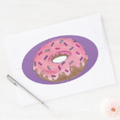 Sticker Ovale Pink Purple Donut Doughnut Sprinkies de malbouffe (Enveloppe)