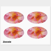 Sticker Ovale Pink Rose w/ Dew Drops Black Background (Feuille)