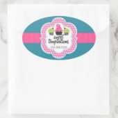 Sticker Ovale Pink Turquoise Cupcake Bakery (Sac)