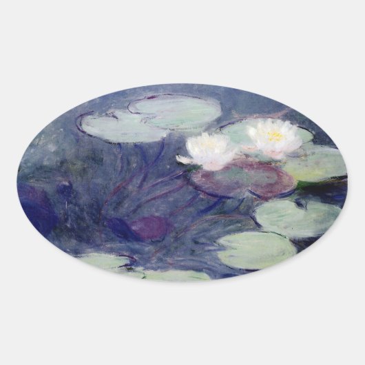 Sticker Ovale Pink Water-Lilies : 1897-99 par Monet (Devant)
