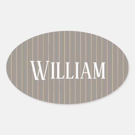 Sticker Ovale Pinstripes beiges personnalisées (Devant)