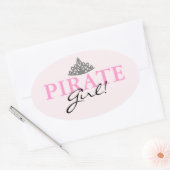 Sticker Ovale Pirate Girl ! (Enveloppe)