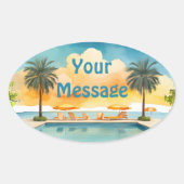 Sticker Ovale Piscine d'eau fête d'été (Devant)