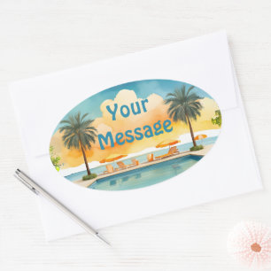 Sticker Ovale Piscine d'eau fête d'été